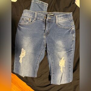 Fashion Nova Blue Distressed Jeggings